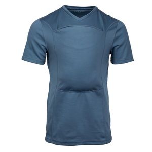 LALABU Dad Shirt Large Blue Brook Baby Wearing Carrier Top Kangaroo Pouch L